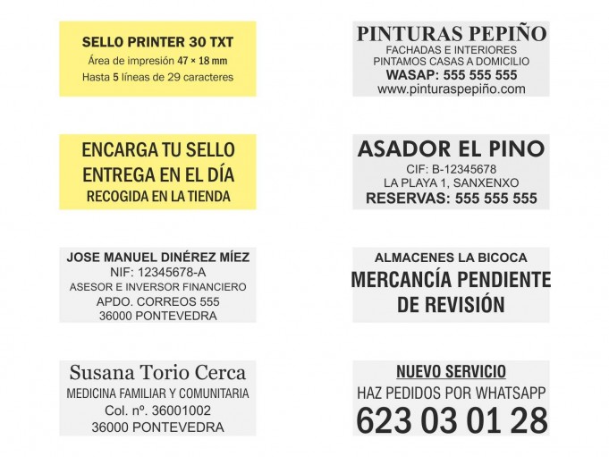 Ejemplos de sello Printer 30 TXT